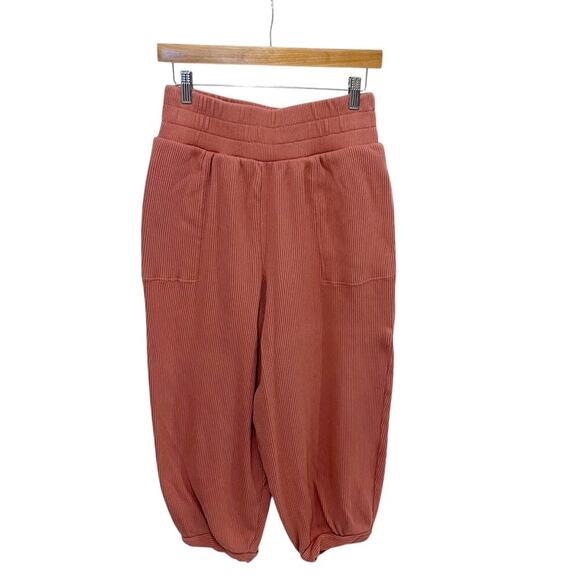 Free People Beach Better Days Joggers Ribbed Rose Small Oversized Relaxed Boho - Picture 6 of 6